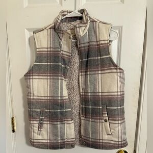 NWOT Plaid Sherpa-Lined Vest